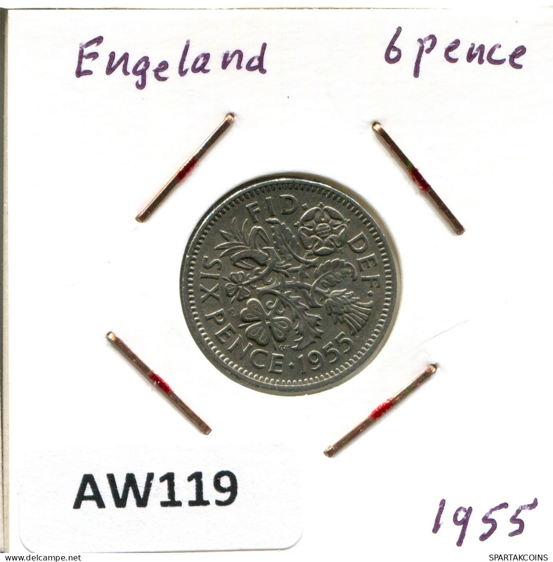 SIXPENCE 1955 UK GREAT BRITAIN Coin #AW119.U.A - H. 6 Pence