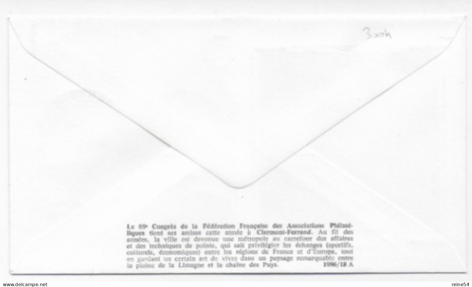 Enveloppe Premier Jour- Congrès  Associations Philatélique Clermont Ferrant 24 Mai 1996 Aulnat (63) F.D.C. N° YT 3004 - 1990-1999