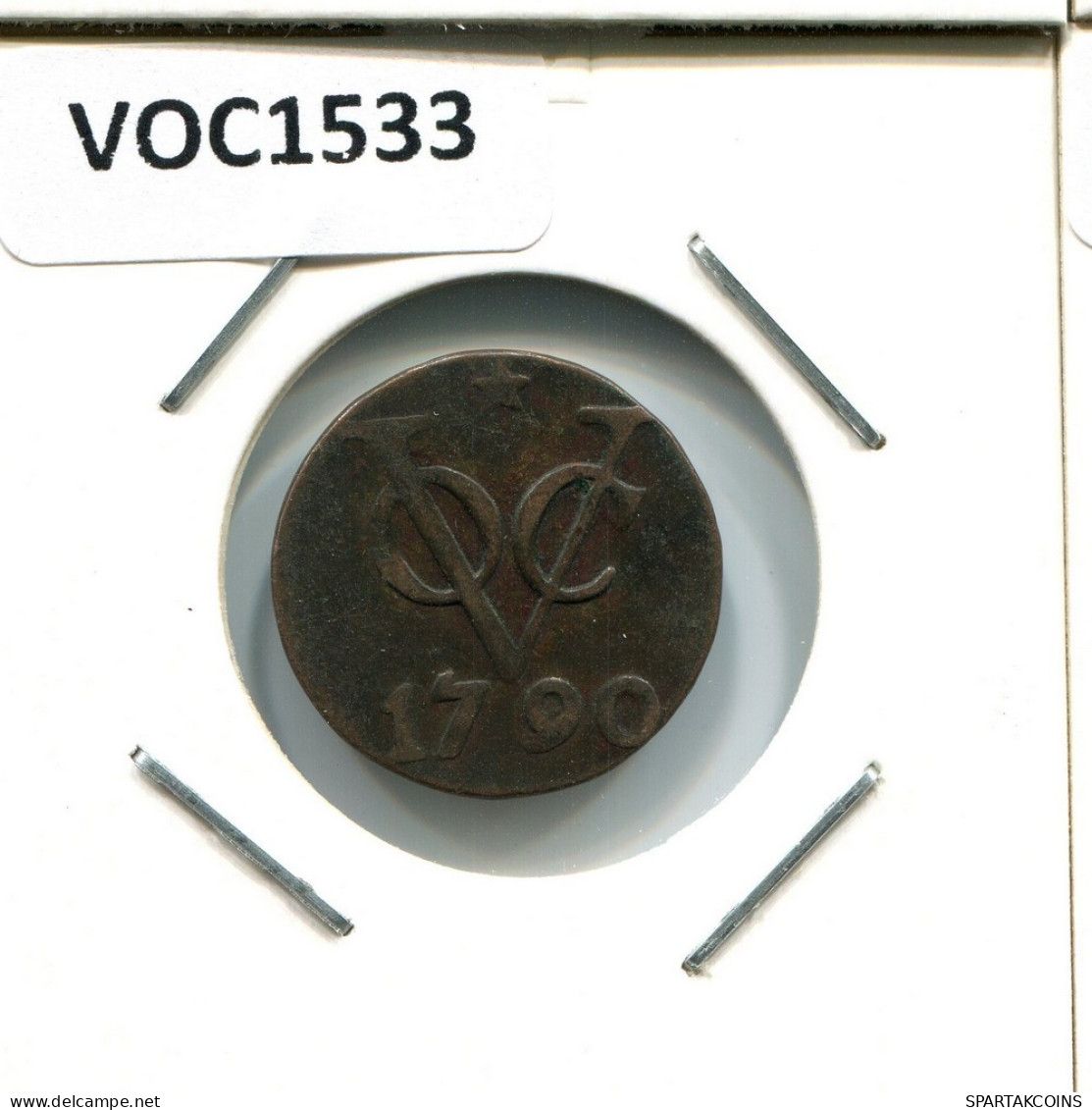 1790 UTRECHT VOC DUIT NIEDERLANDE OSTINDIEN NY COLONIAL PENNY #VOC1533.10.D.A - Dutch East Indies