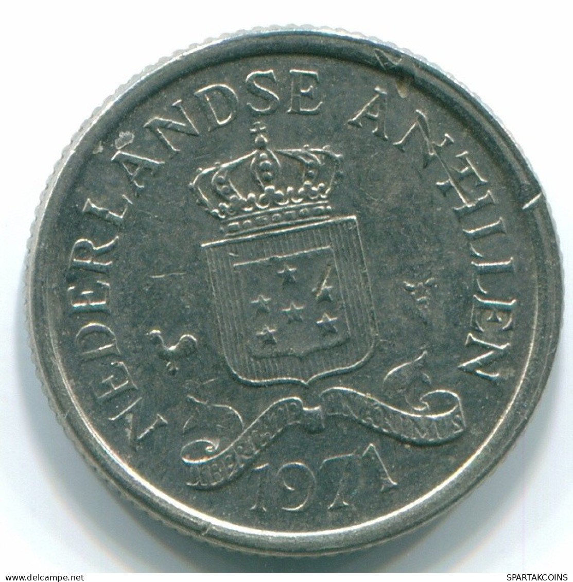 10 CENTS 1971 NETHERLANDS ANTILLES Nickel Colonial Coin #S13415.U.A - Nederlandse Antillen