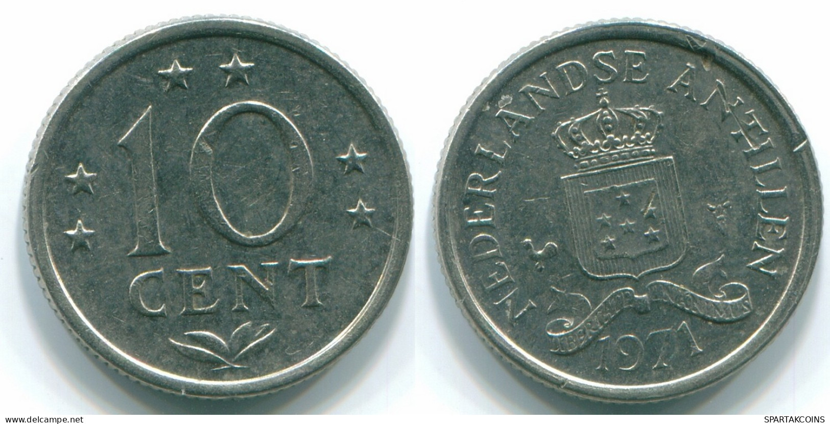 10 CENTS 1971 NETHERLANDS ANTILLES Nickel Colonial Coin #S13415.U.A - Nederlandse Antillen