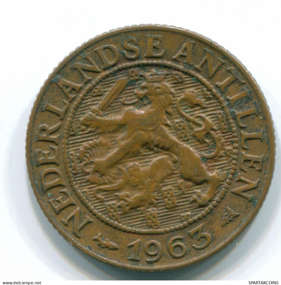 1 CENT 1963 ANTILLAS NEERLANDESAS Bronze Fish Colonial Moneda #S11096.E.A - Netherlands Antilles