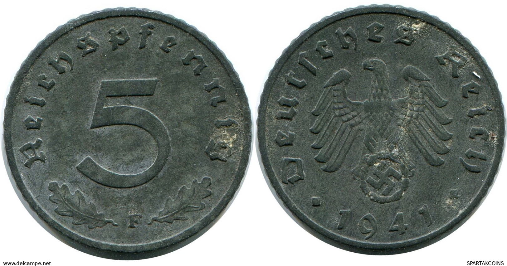 5 REICHSPFENNIG 1941 F GERMANY Coin #DB889.U.A - 5 Reichspfennig