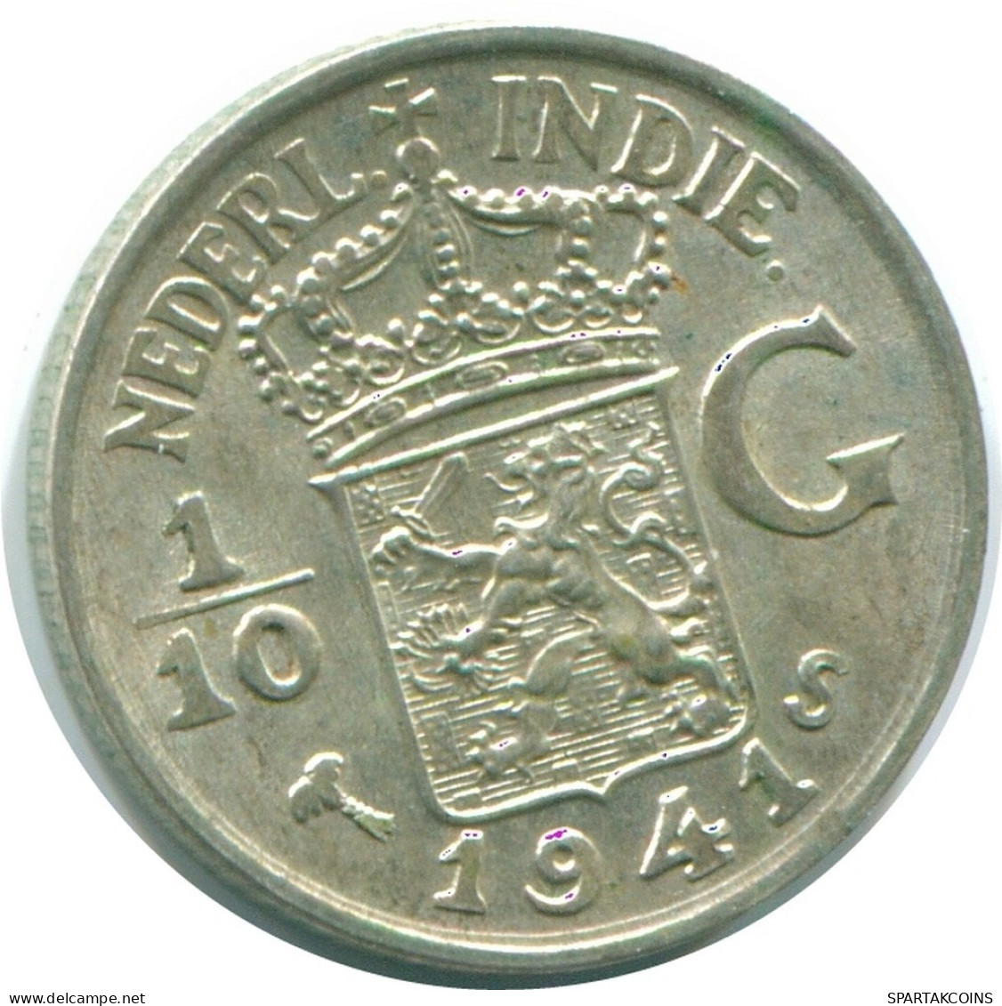 1/10 GULDEN 1941 S INDES ORIENTALES NÉERLANDAISES ARGENT Colonial Pièce #NL13816.3.F.A - Niederländisch-Indien