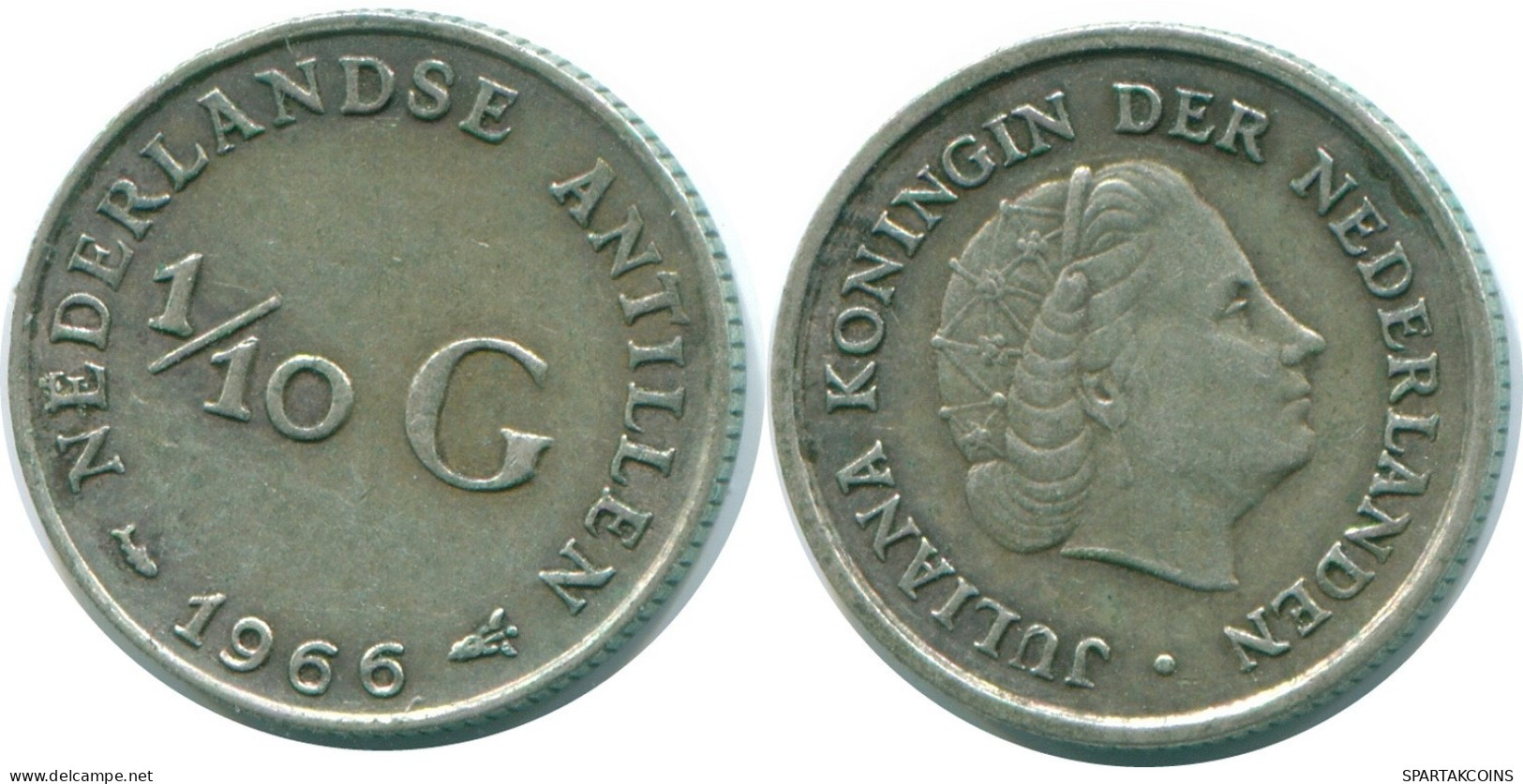 1/10 GULDEN 1966 NIEDERLÄNDISCHE ANTILLEN SILBER Koloniale Münze #NL12878.3.D.A - Netherlands Antilles