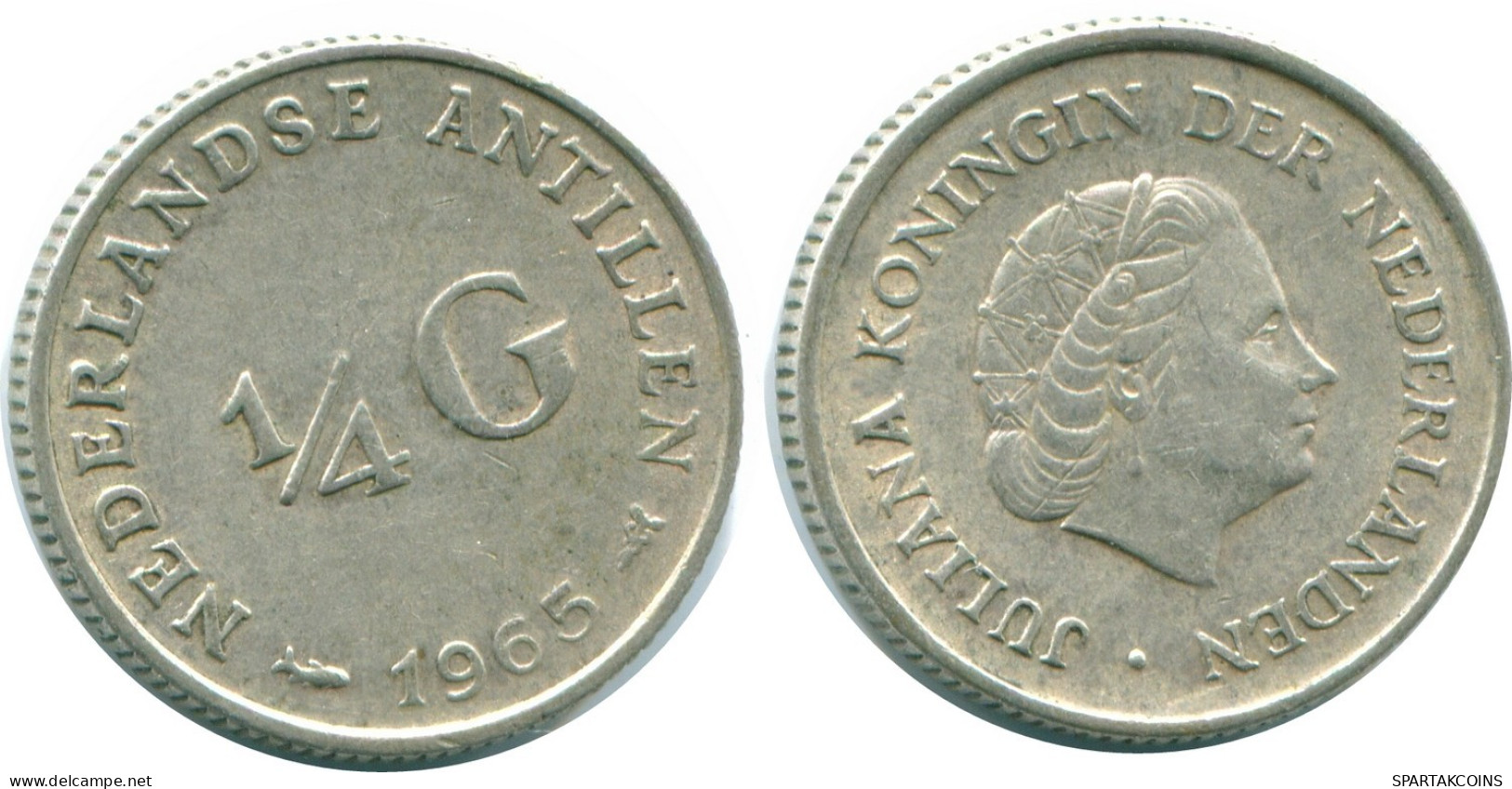 1/4 GULDEN 1965 NETHERLANDS ANTILLES SILVER Colonial Coin #NL11292.4.U.A - Netherlands Antilles