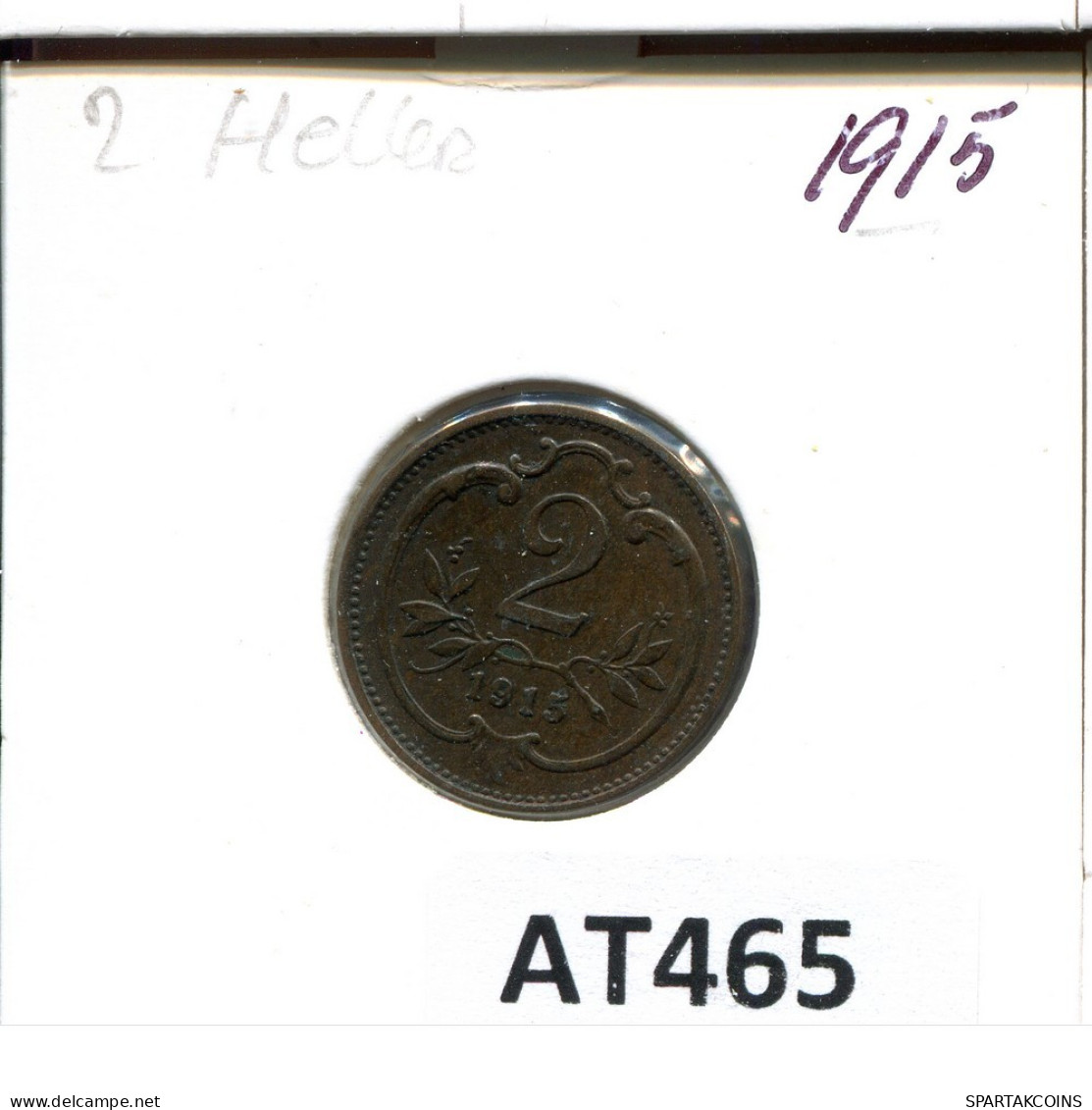 2 HELLER 1915 AUSTRIA Moneda #AT465.E.A - Austria