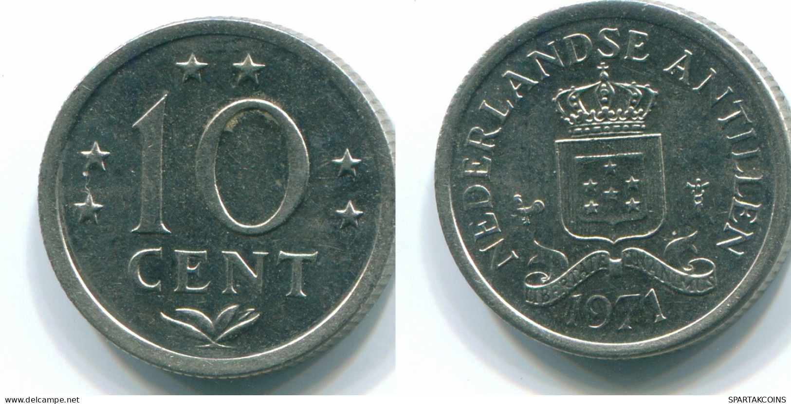 10 CENTS 1971 ANTILLAS NEERLANDESAS Nickel Colonial Moneda #S13482.E.A - Netherlands Antilles