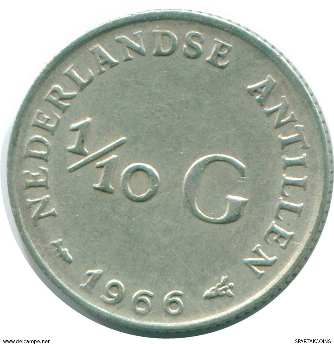 1/10 GULDEN 1966 NIEDERLÄNDISCHE ANTILLEN SILBER Koloniale Münze #NL12806.3.D.A - Nederlandse Antillen