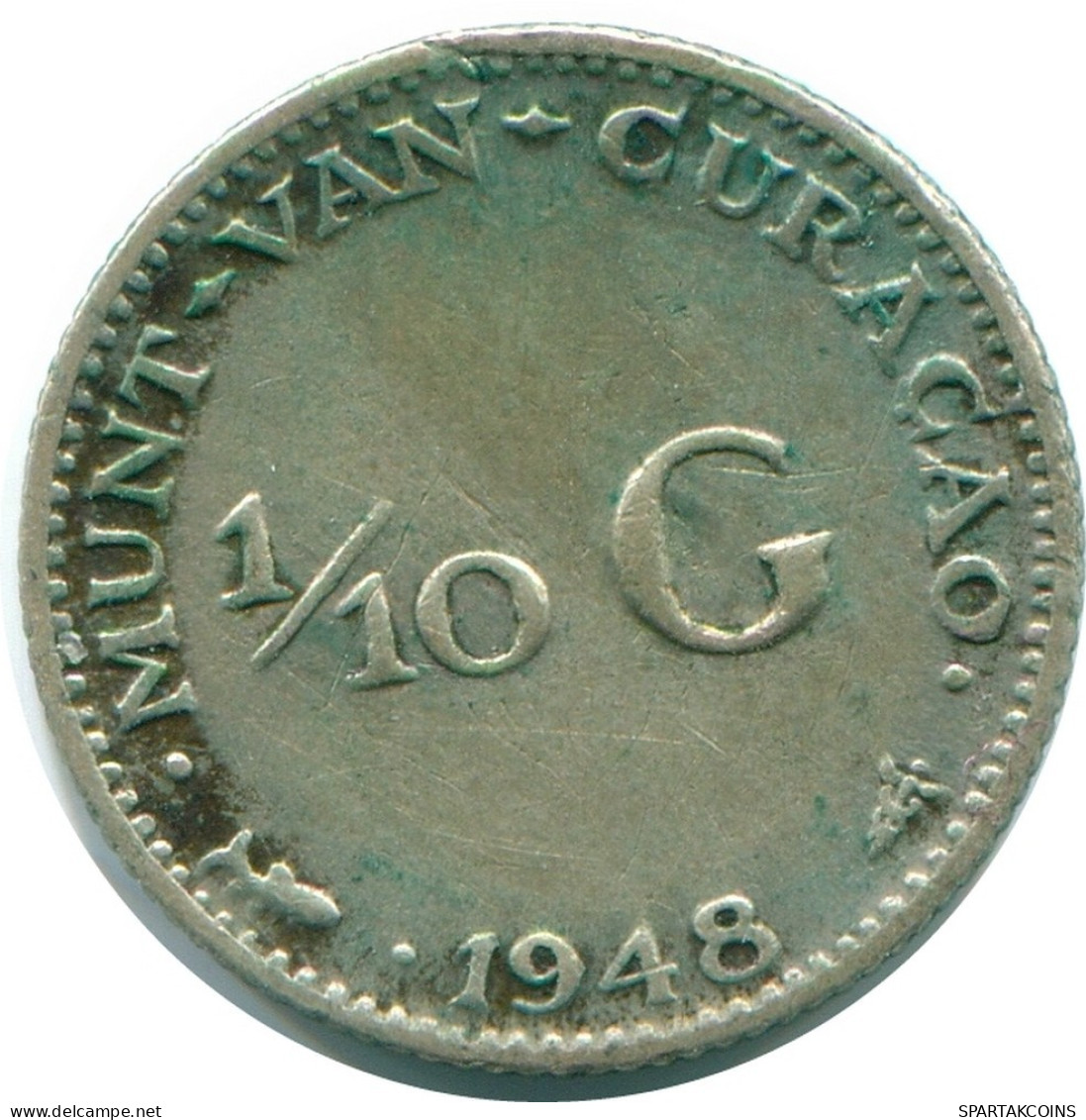 1/10 GULDEN 1948 CURACAO Netherlands SILVER Colonial Coin #NL11994.3.U.A - Curacao