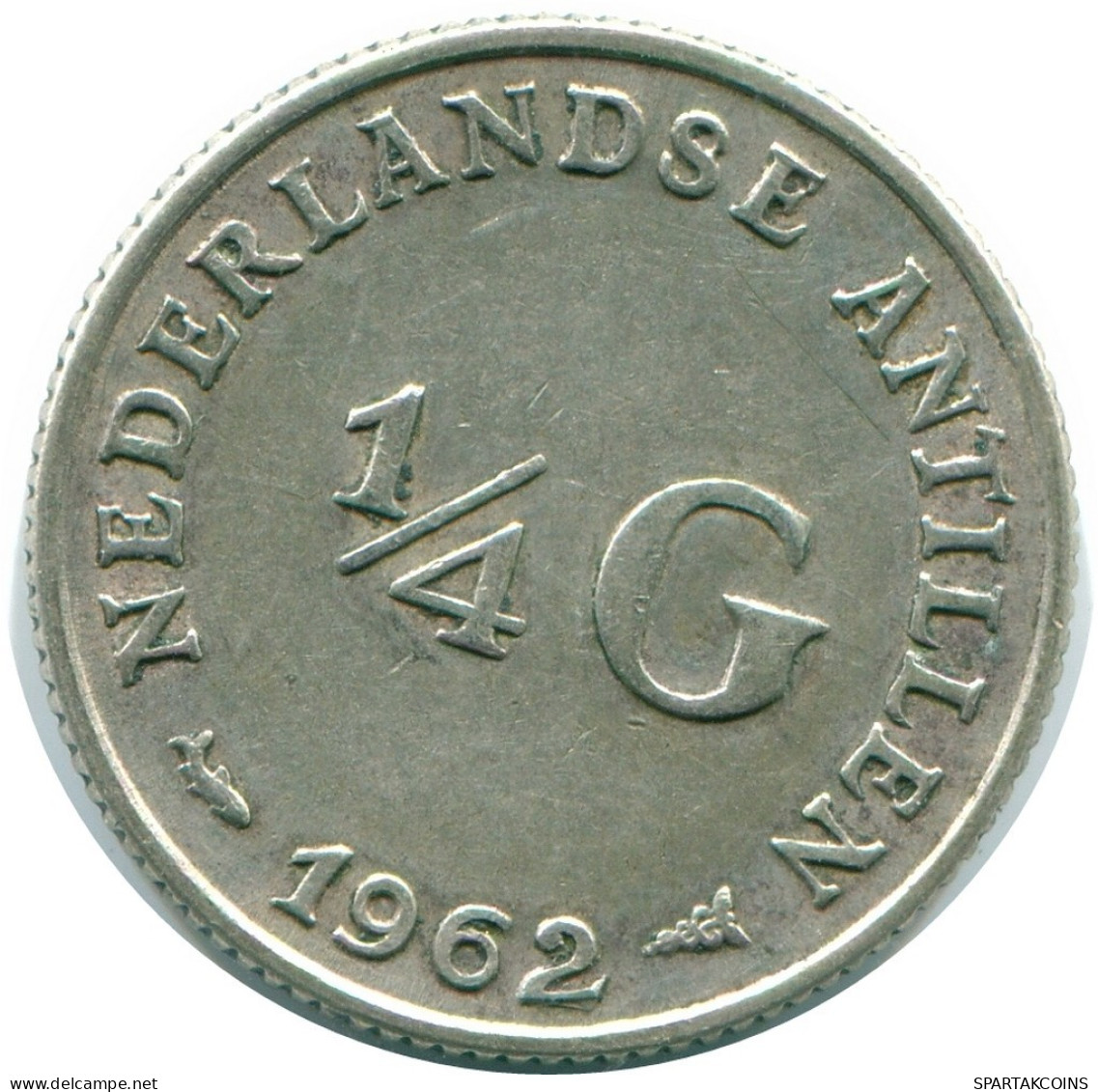 1/4 GULDEN 1962 NETHERLANDS ANTILLES SILVER Colonial Coin #NL11163.4.U.A - Netherlands Antilles
