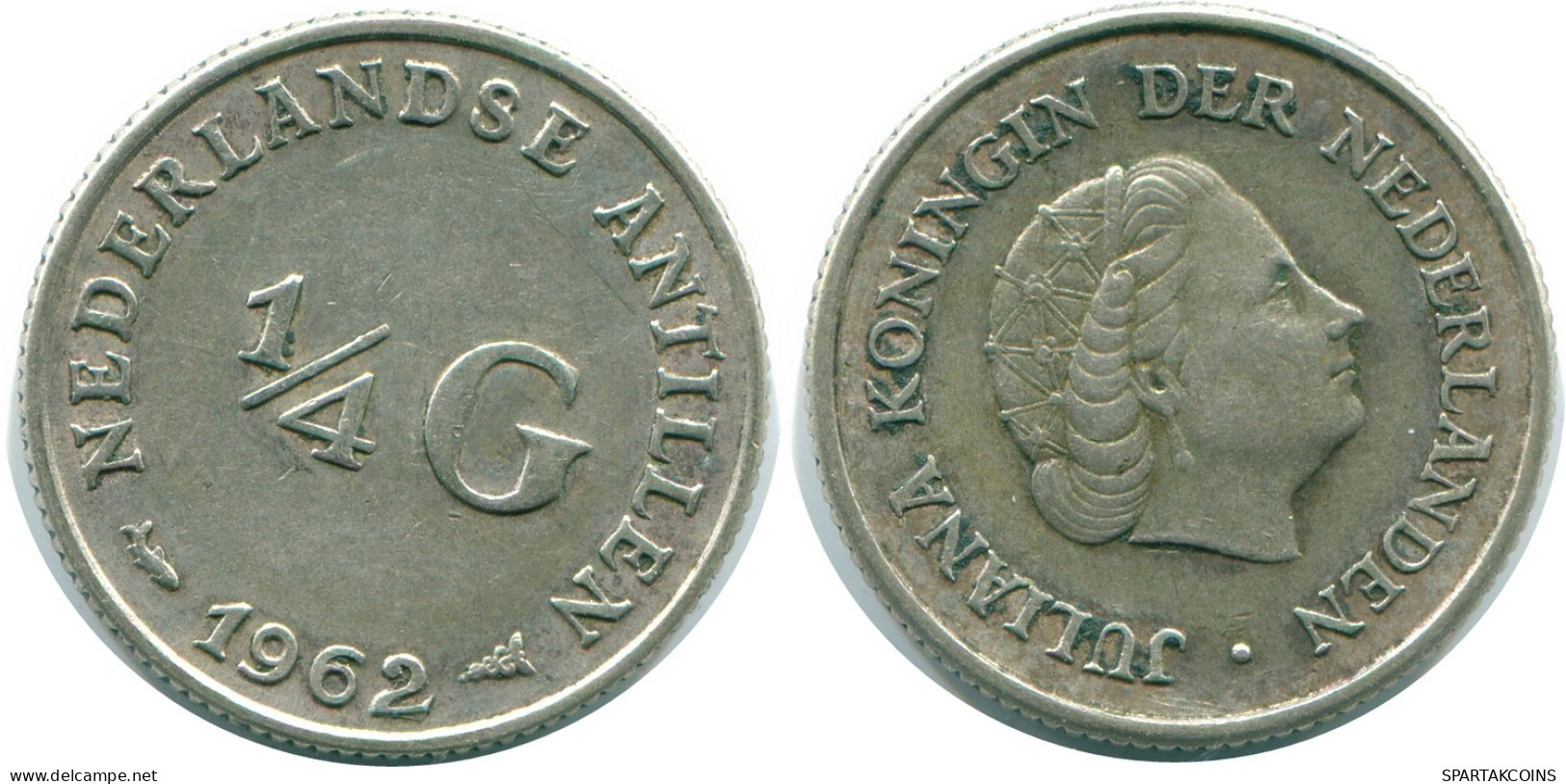 1/4 GULDEN 1962 NETHERLANDS ANTILLES SILVER Colonial Coin #NL11163.4.U.A - Nederlandse Antillen