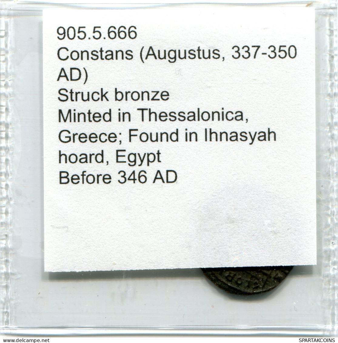 CONSTANS MINTED IN THESSALONICA FROM THE ROYAL ONTARIO MUSEUM #ANC11909.14.E.A - Der Christlischen Kaiser (307 / 363)