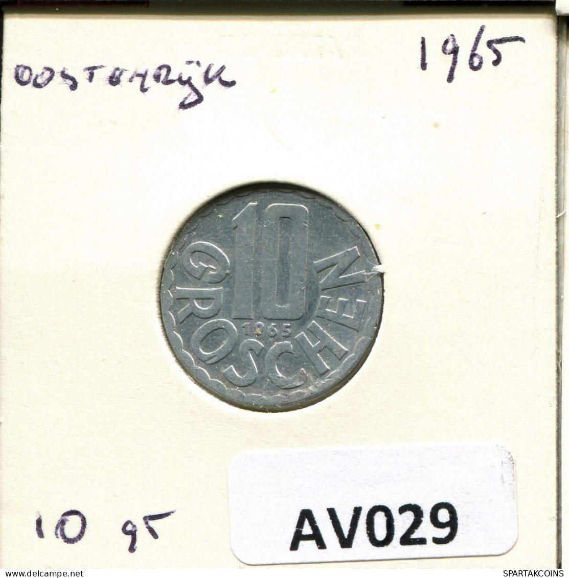 10 GROSCHEN 1965 AUSTRIA Coin #AV029.U.A - Austria