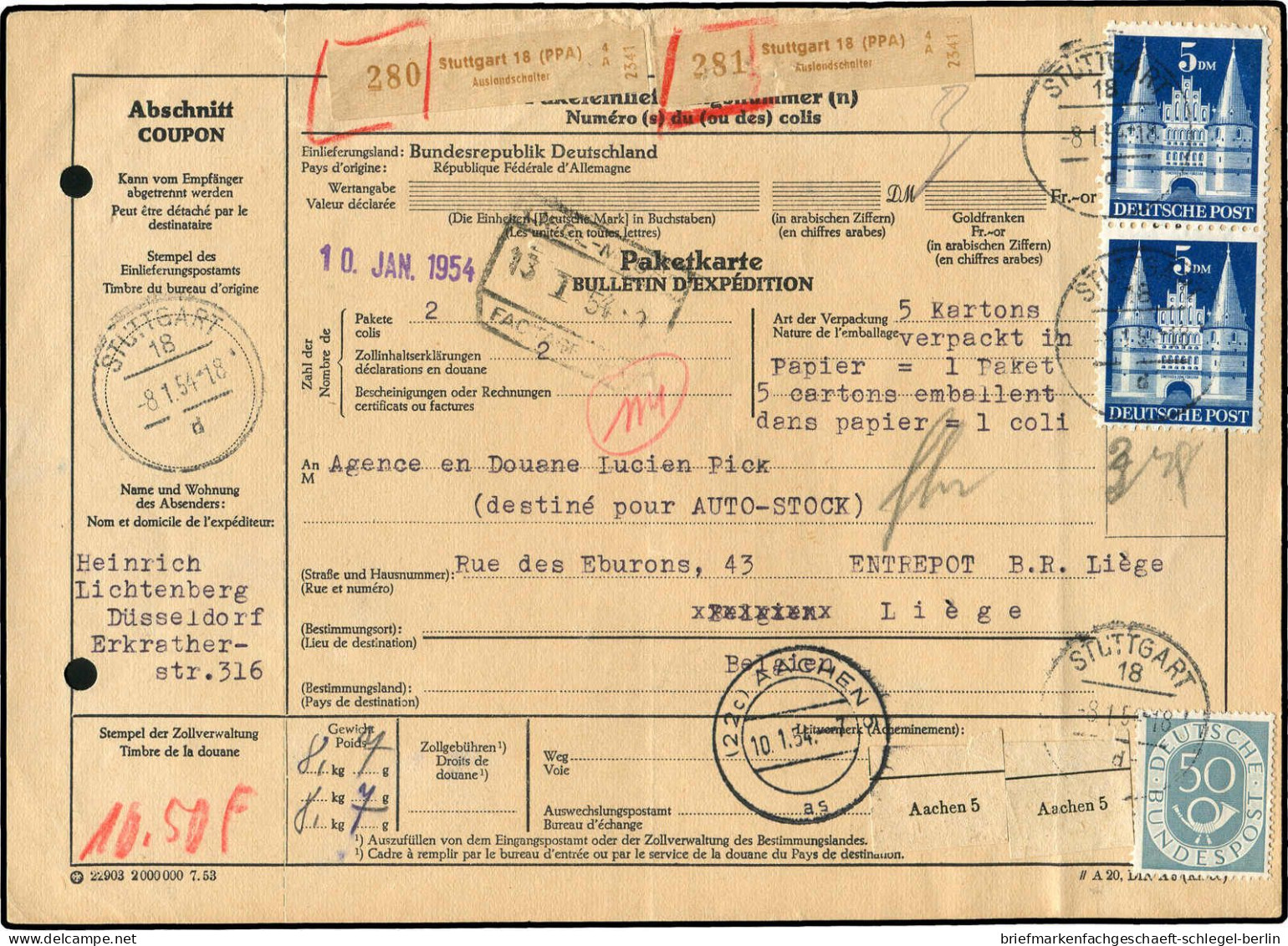 Amerik.+Brit. Zone (Bizone), 1948, 100 II (2), BRD 134, Brief - Briefe U. Dokumente