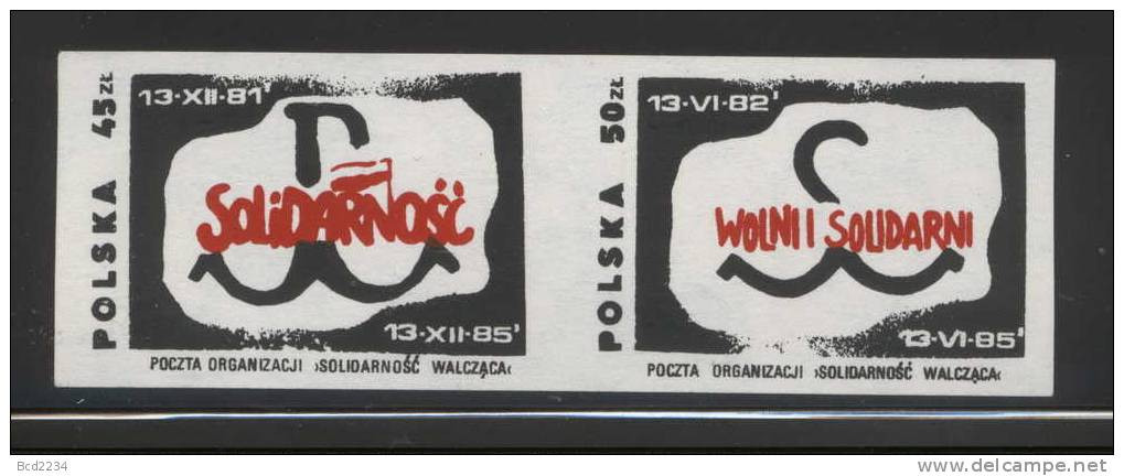 POLAND SOLIDARITY (POCZTA SOLIDRNOSC) FREEDOM AND SOLIDARITY SETENANT PAIR (SOLID0209/0438) - Solidarnosc Labels