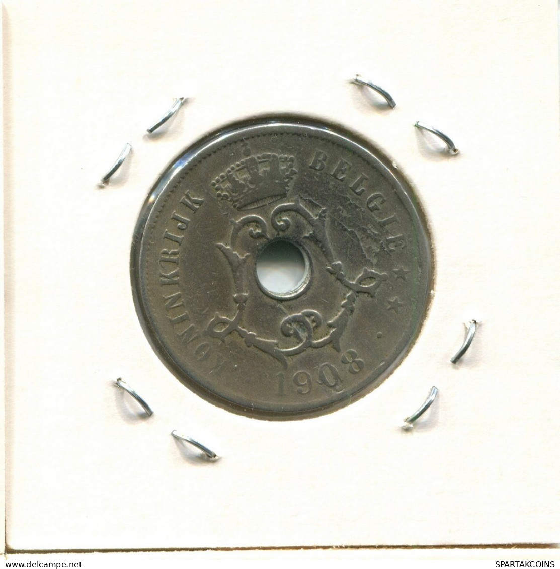 25 CENTIMES 1908 BELGIE-BELGIQUE BELGIEN BELGIUM Münze #BA300.D.A - 25 Centimes