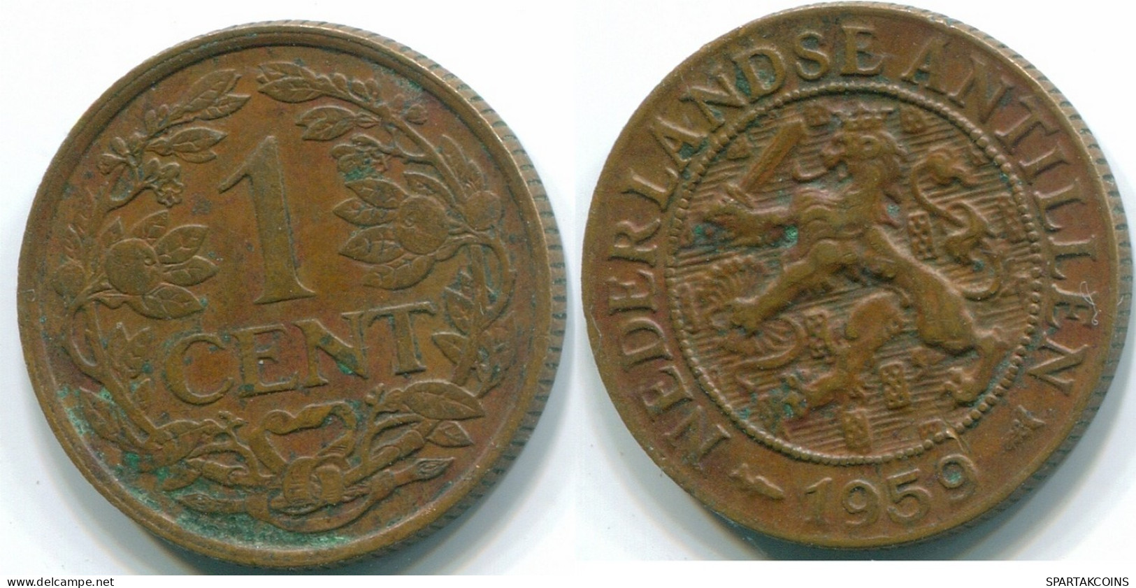 1 CENT 1959 NIEDERLÄNDISCHE ANTILLEN Bronze Fish Koloniale Münze #S11045.D.A - Niederländische Antillen