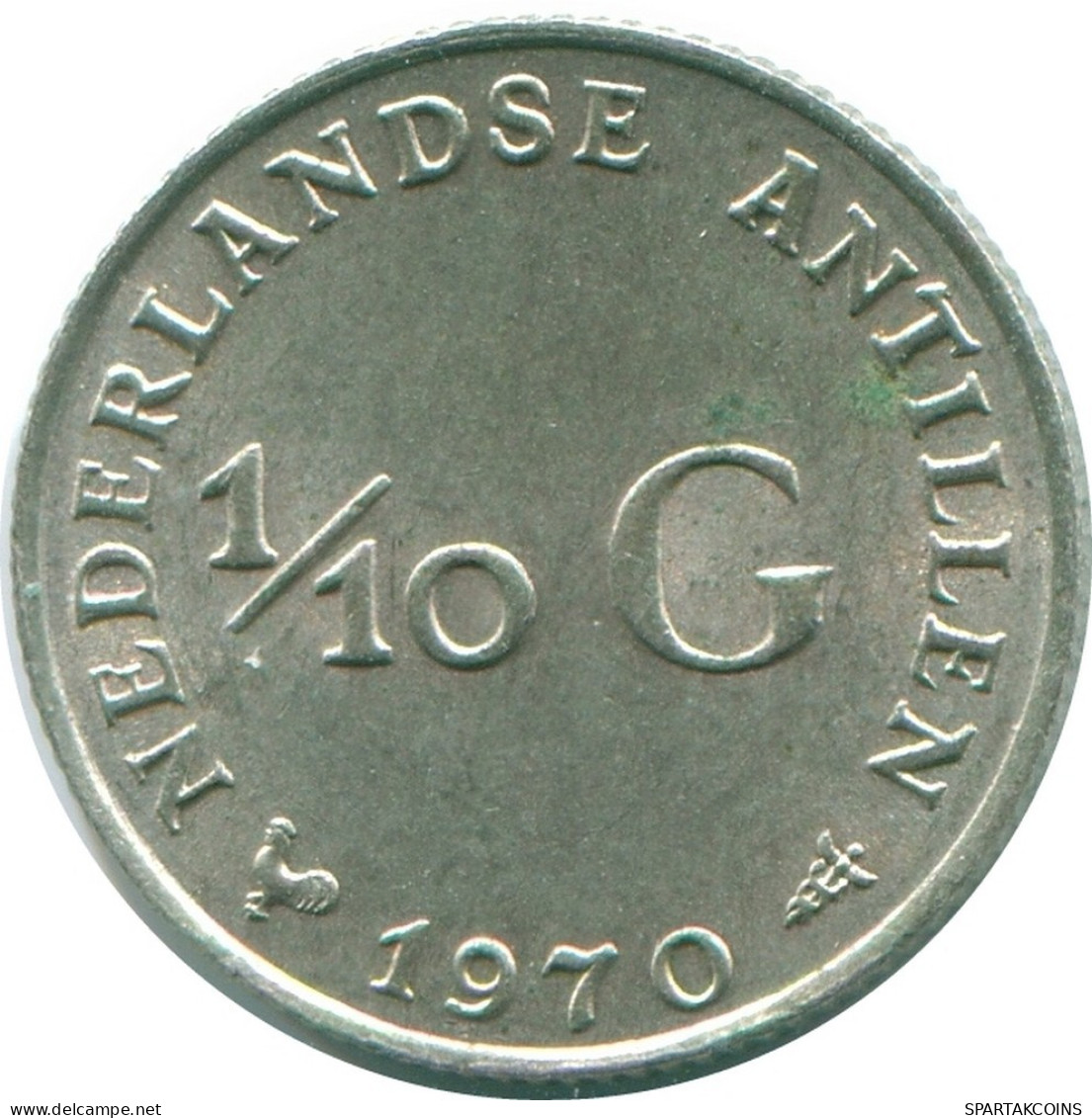 1/10 GULDEN 1970 NETHERLANDS ANTILLES SILVER Colonial Coin #NL12965.3.U.A - Niederländische Antillen