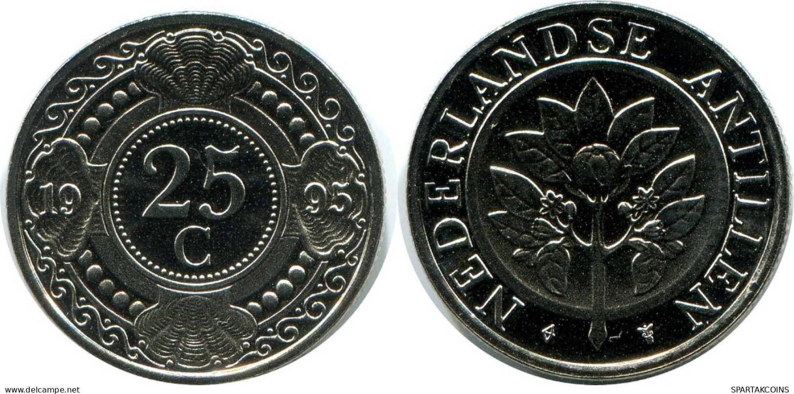 25 CENTS 1995 NETHERLANDS ANTILLES (From BU Mint Set) Coin #AH083.U.A - Nederlandse Antillen