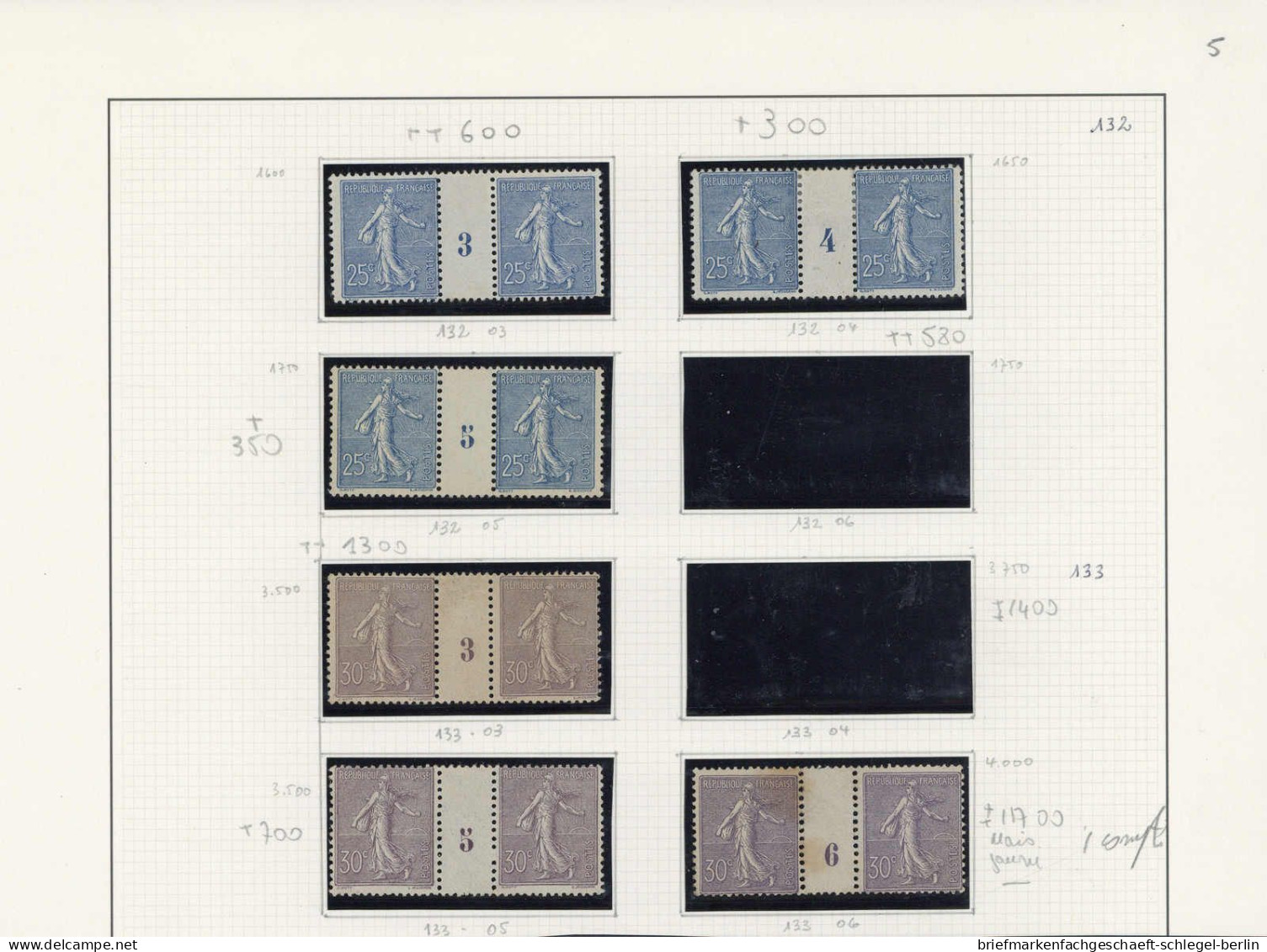 Frankreich, 1903, 108-12 X/y ZS, Postfrisch, Ungebraucht - Sonstige & Ohne Zuordnung