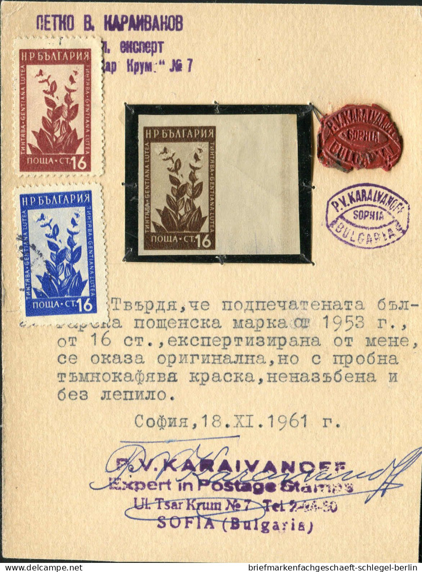 Bulgarien, 1953, 878 U Var., Ohne Gummi - Other & Unclassified