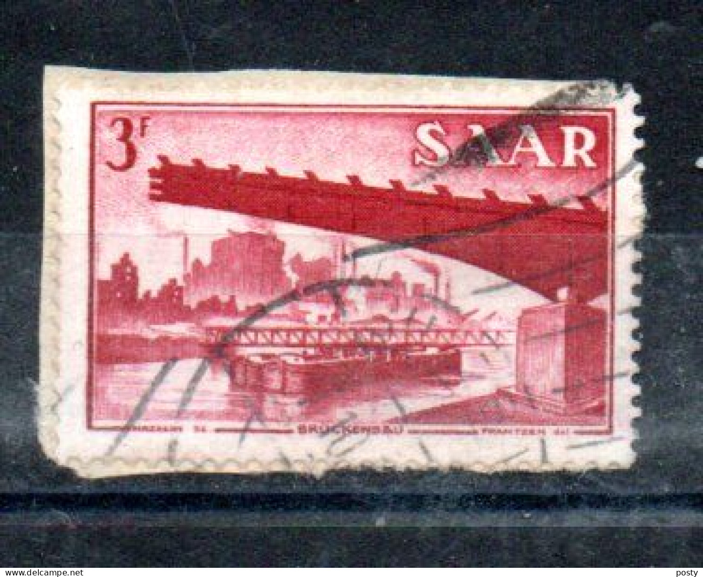 SARRE - SAAR - 1952 - BRUCKENBAU - CONSTRUCTION DE PONT - GERSWEILER - Used - Oblitéré - Sur Fragment - Unstucked - 3 - - Gebruikt