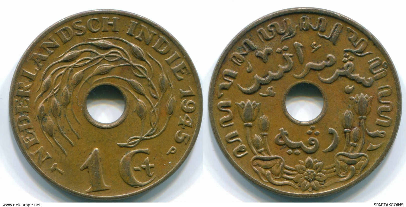 1 CENT 1945 P INDIAS ORIENTALES DE LOS PAÍSES BAJOS INDONESIA Bronze #S10396.E.A - Niederländisch-Indien
