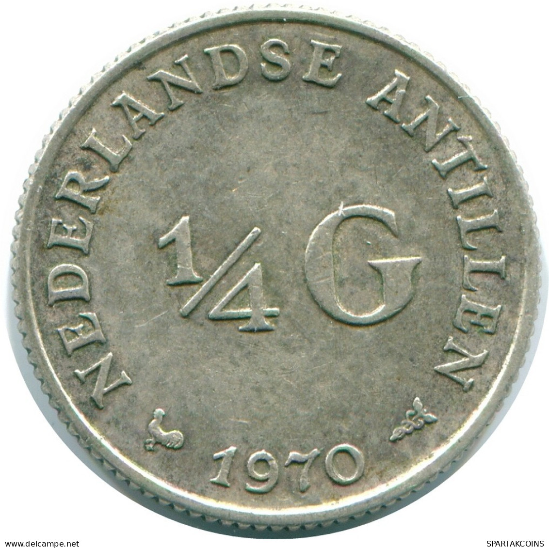 1/4 GULDEN 1970 NETHERLANDS ANTILLES SILVER Colonial Coin #NL11716.4.U.A - Netherlands Antilles