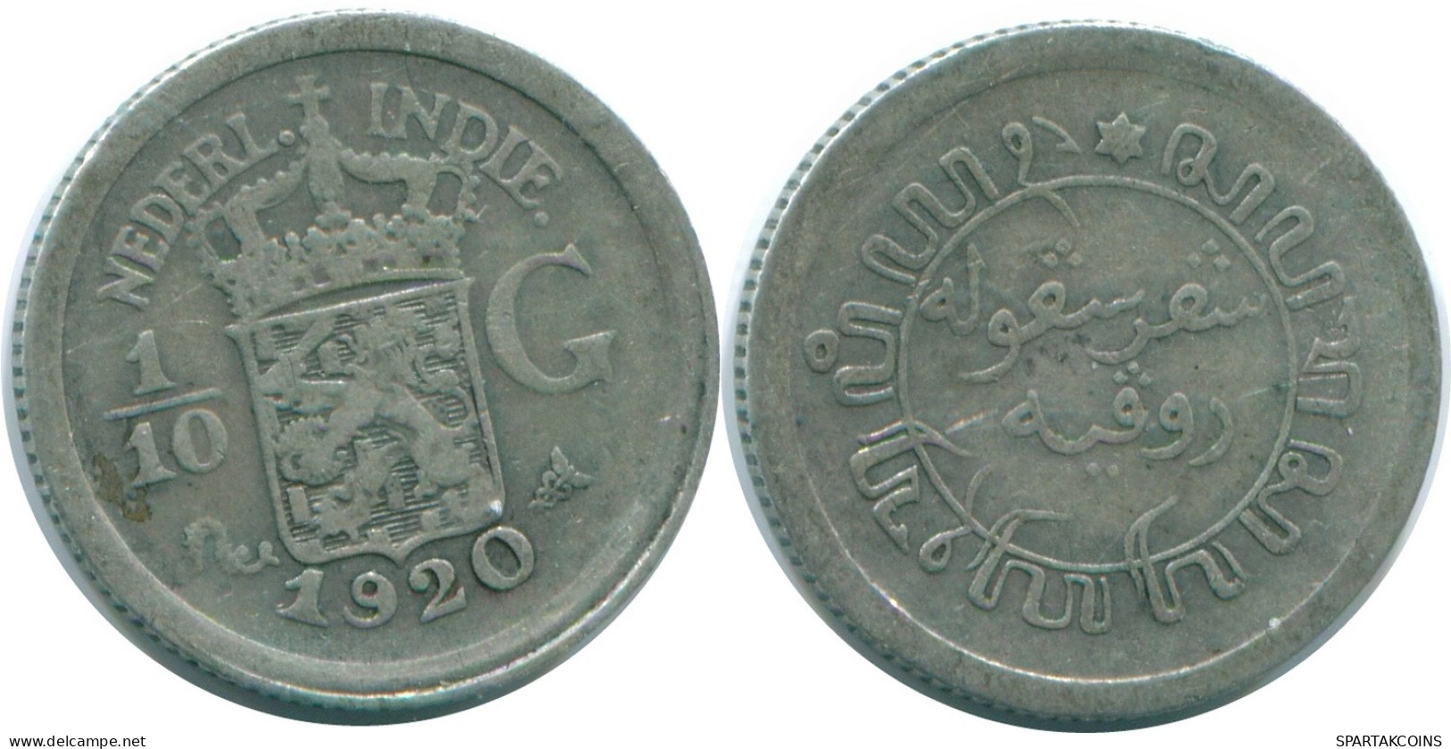 1/10 GULDEN 1920 NETHERLANDS EAST INDIES SILVER Colonial Coin #NL13369.3.U.A - Dutch East Indies