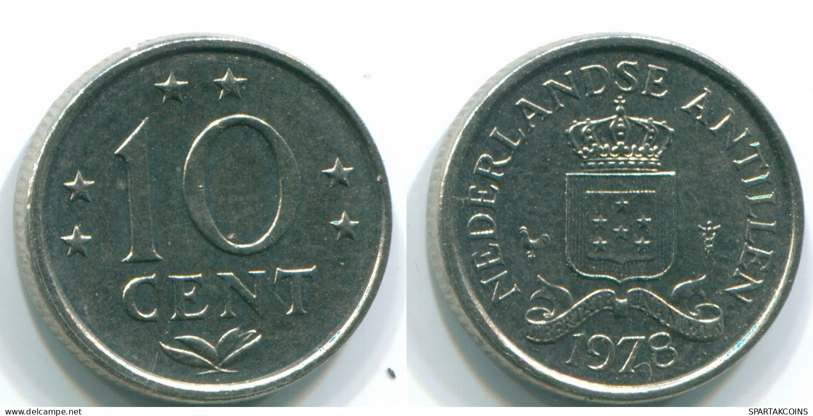 10 CENTS 1978 ANTILLES NÉERLANDAISES Nickel Colonial Pièce #S13559.F.A - Niederländische Antillen