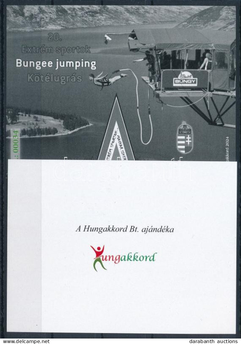 ** 2024 20. Extrém Sportok Bungee Jumping Feketenyomat és Ajándék Emlékív Azonos Kék és Zöld 00034 Sorszámmal - Autres & Non Classés