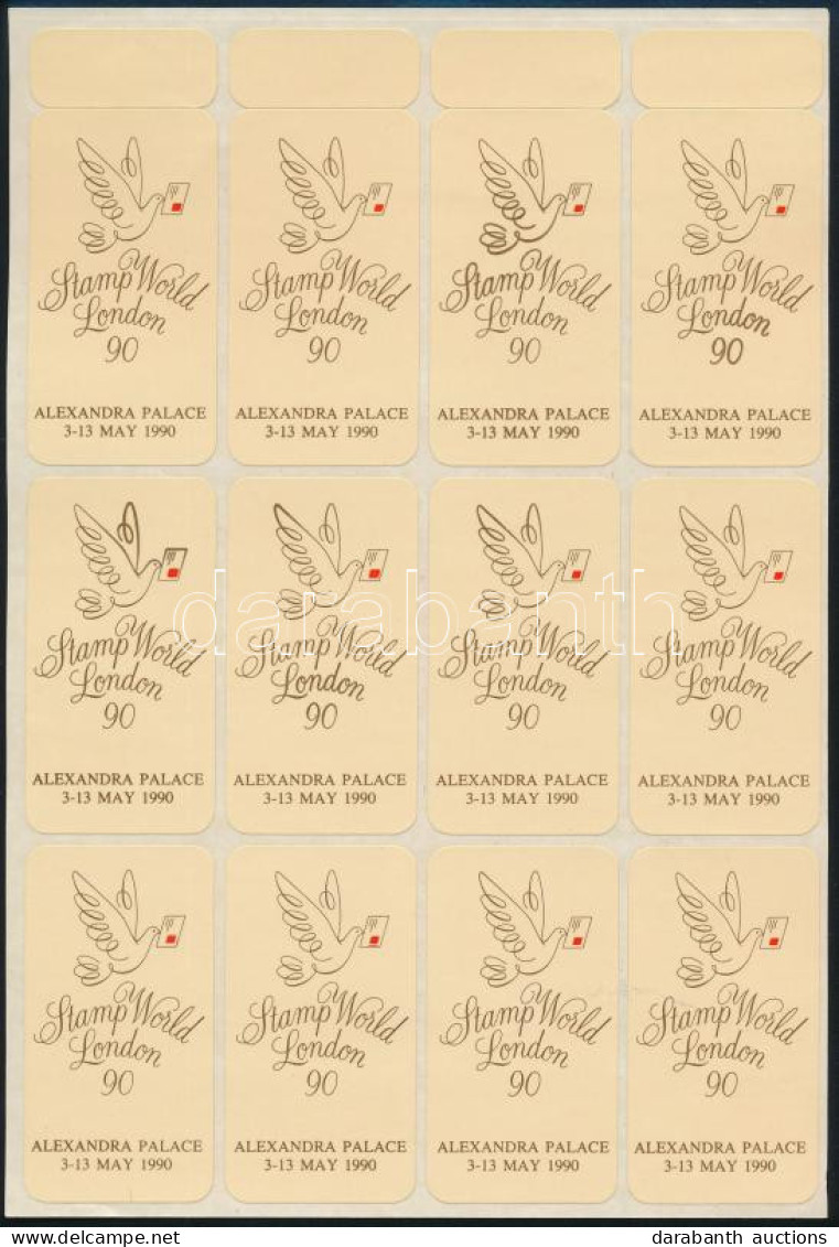 Stamp World London 90 Bélyegkiállítás öntapadós Levélzáró 12-es Kisív - Zonder Classificatie