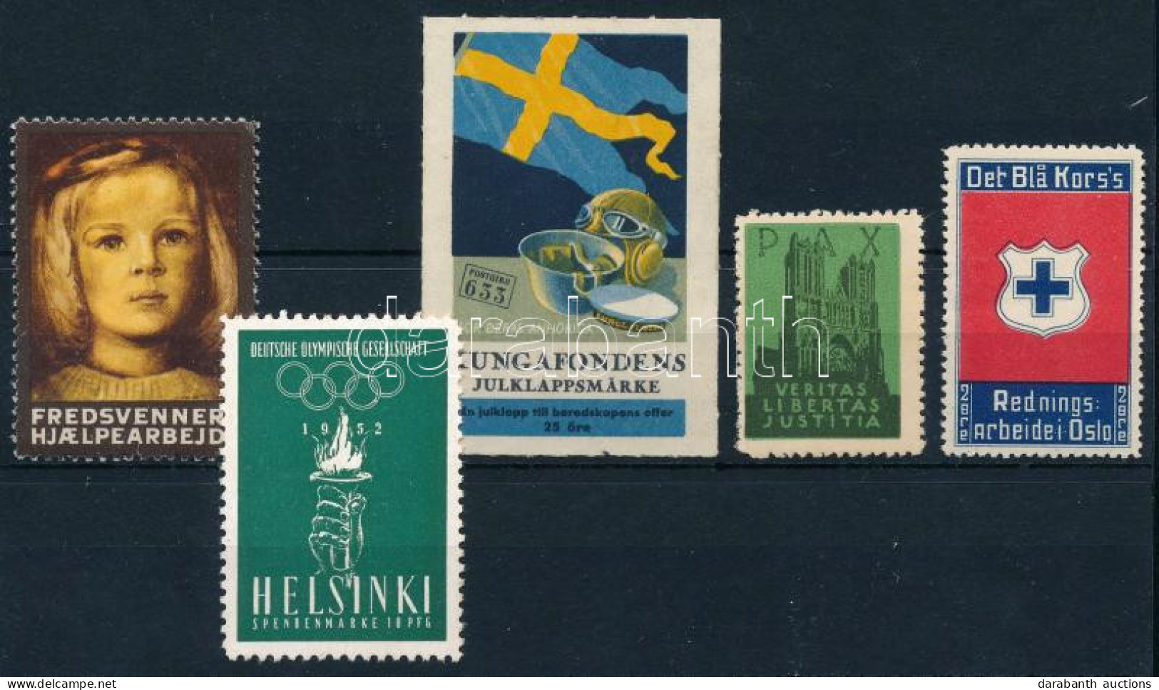 5 Db Finn és Svéd Segélybélyeg, Levélzáró / 5 Finnish And Swedish Poster Stamps - Ohne Zuordnung