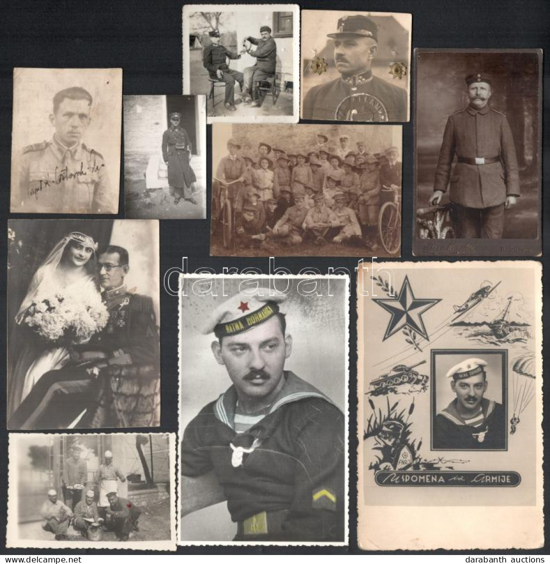 Cca 1910-1950 10 Db Vegyes Katonai Fotó, 6×4 és 14,5×9 Cm Közötti Méretekben - Sonstige & Ohne Zuordnung