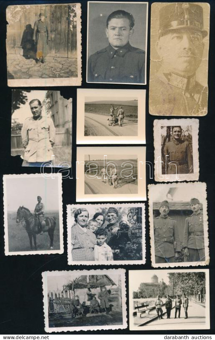 Cca 1920-1945 11 Db Kis Méretű Katonai Fotó A Horthy-korszakból, Közte ágyú Fotója, Vegyes Méretben és állapotban - Sonstige & Ohne Zuordnung