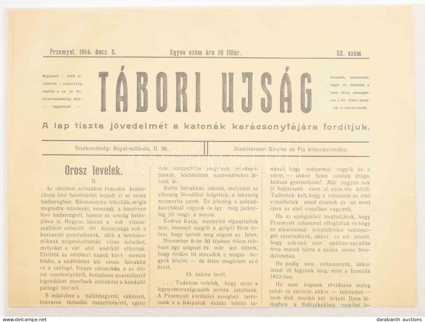 1914 Przemysl Tábori újság 52. Szám. - Sonstige & Ohne Zuordnung