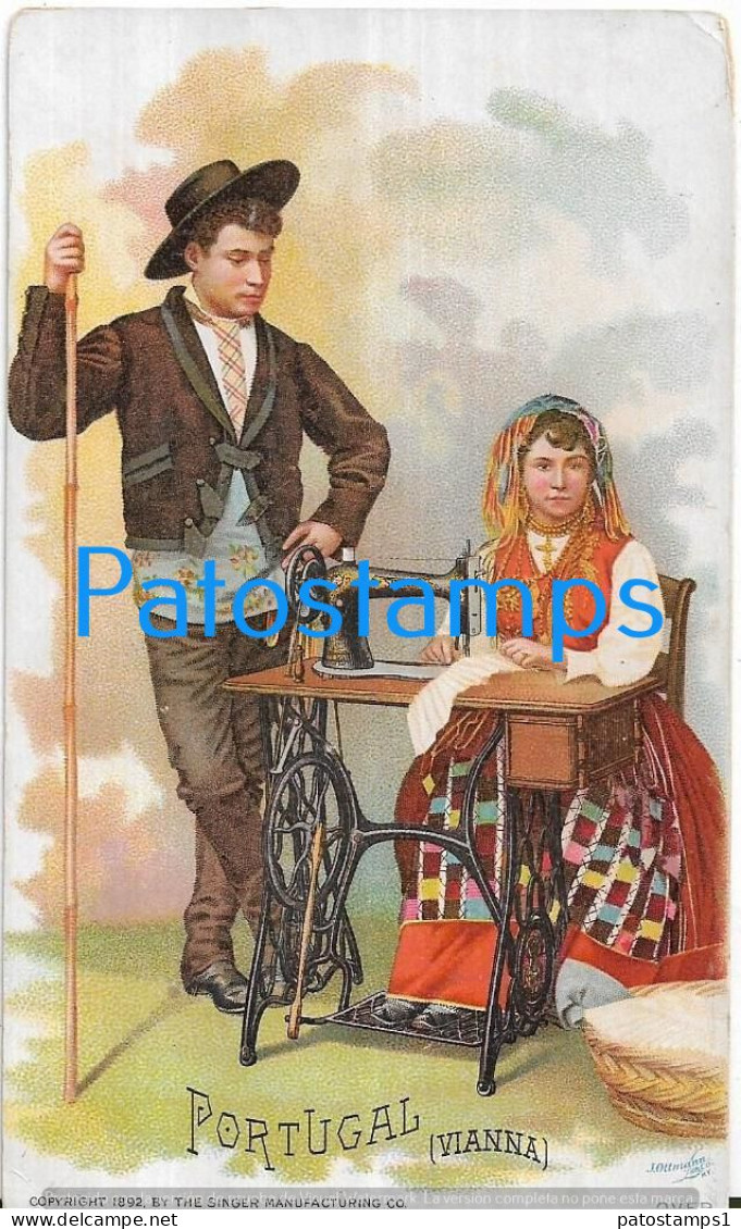 228998 PUBLICITY COMMERCIAL THE SINGER MANUFACTURING PORTUGAL VIANNA WOMAN SEWING AND MAN POSTAL POSTCARD - Werbepostkarten