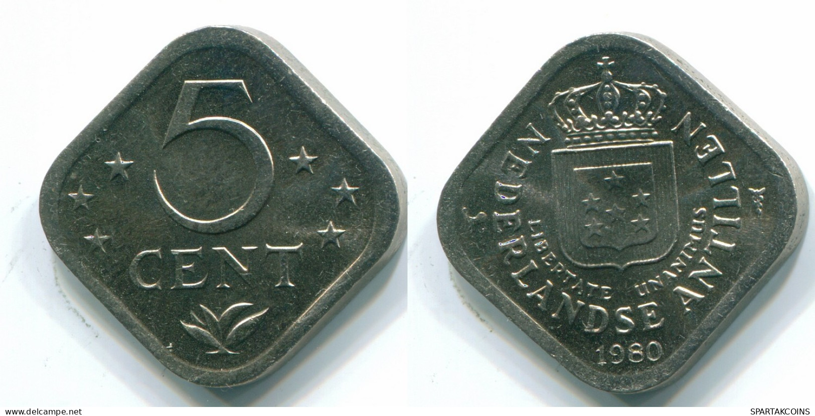 5 CENTS 1980 NIEDERLÄNDISCHE ANTILLEN Nickel Koloniale Münze #S12329.D.A - Niederländische Antillen