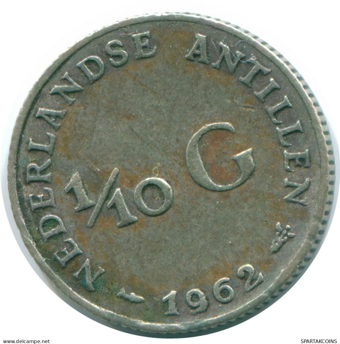 1/10 GULDEN 1962 ANTILLAS NEERLANDESAS PLATA Colonial Moneda #NL12441.3.E.A - Antilles Néerlandaises