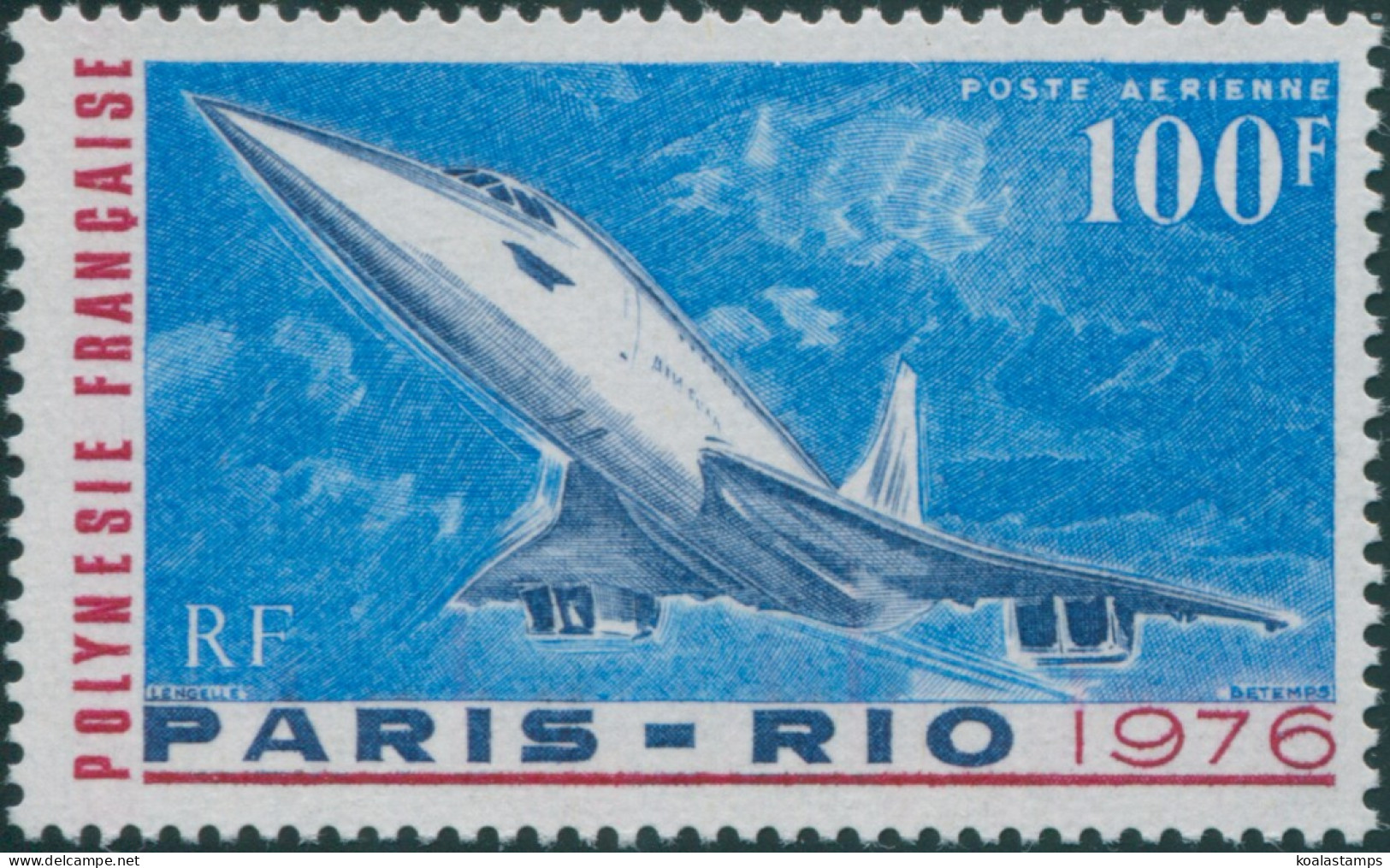 French Polynesia 1976 Sc#C127,SG210 100f Concorde MNH - Sonstige & Ohne Zuordnung