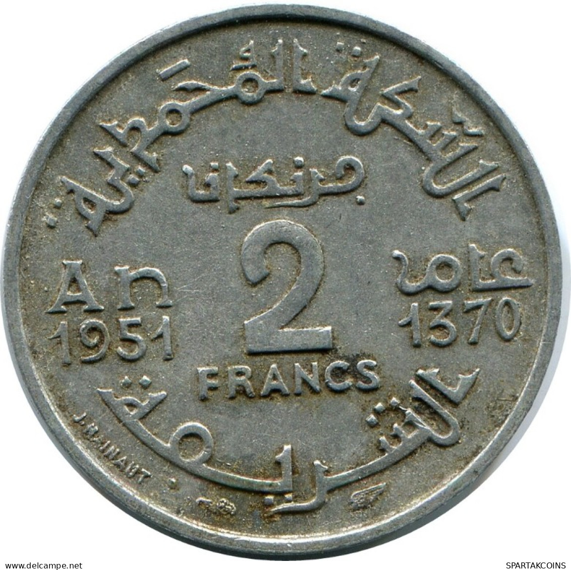 2 FRANCS 1951 MOROCCO Islamic Coin #AH670.3.U.A - Morocco