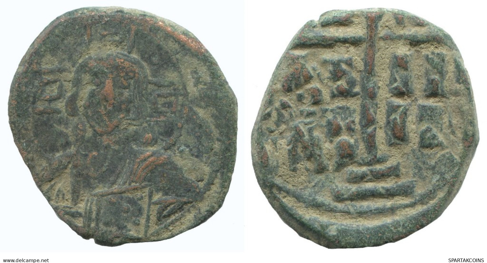JESUS CHRIST ANONYMOUS CROSS Antiguo BYZANTINE Moneda 11.2g/30mm #AA646.21.E.A - Byzantines