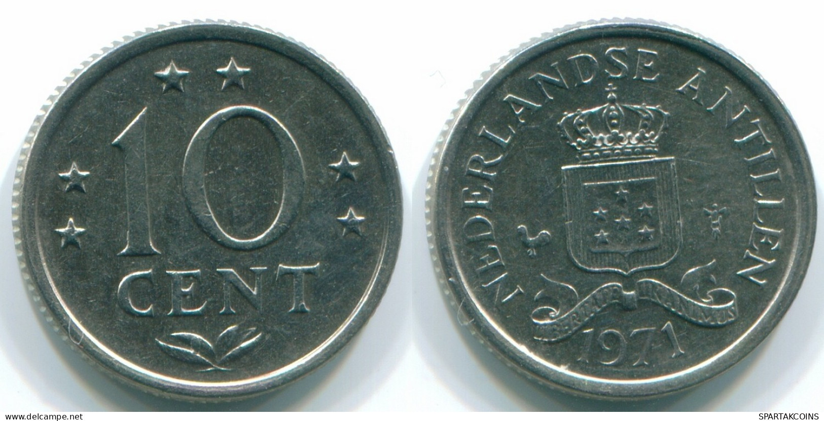 10 CENTS 1971 NIEDERLÄNDISCHE ANTILLEN Nickel Koloniale Münze #S13433.D.A - Antilles Néerlandaises