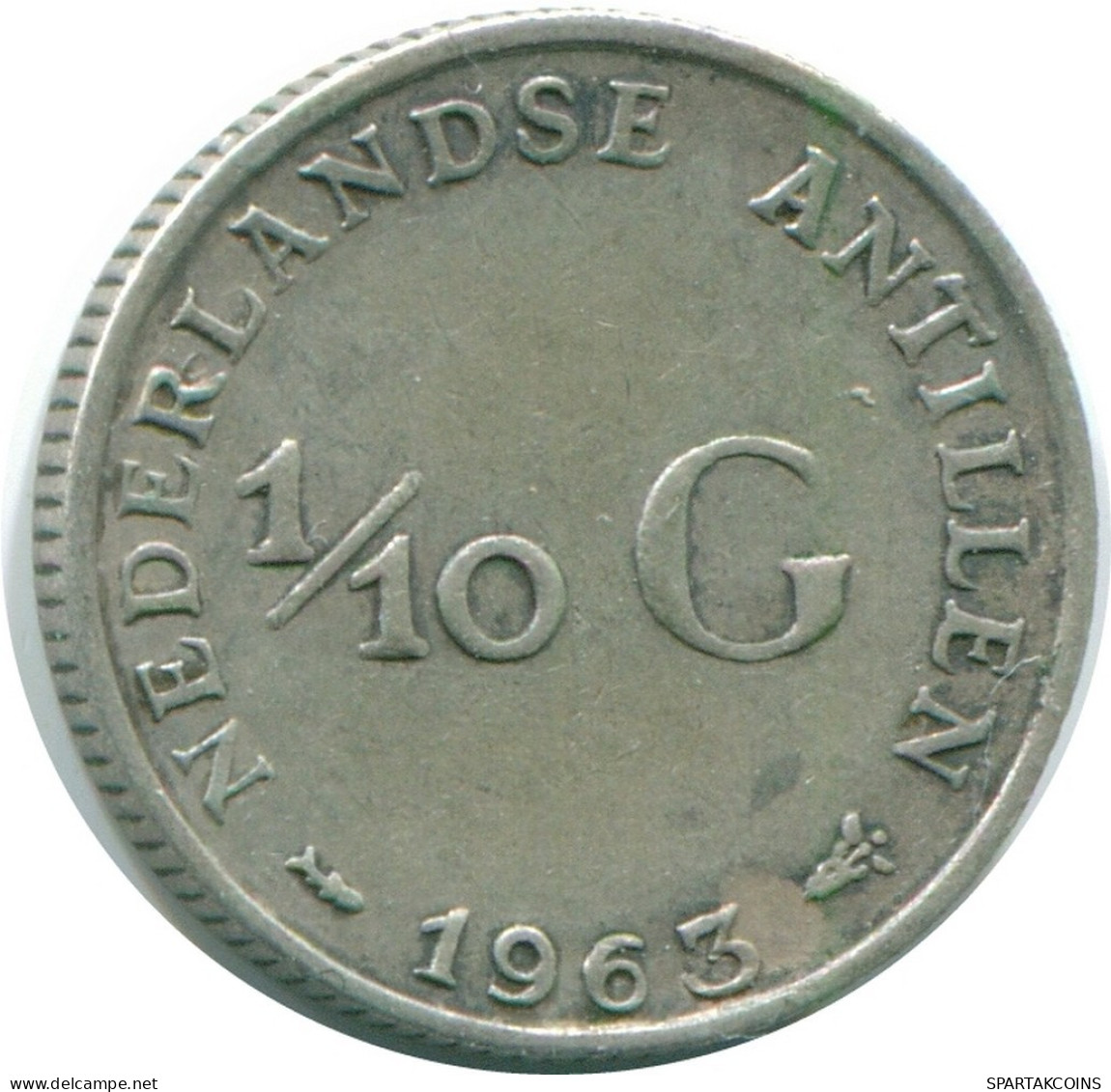 1/10 GULDEN 1963 ANTILLAS NEERLANDESAS PLATA Colonial Moneda #NL12501.3.E.A - Netherlands Antilles