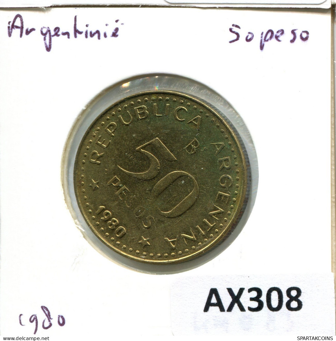 50 PESOS 1980 ARGENTINIEN ARGENTINA Münze #AX308.D.A - Argentine