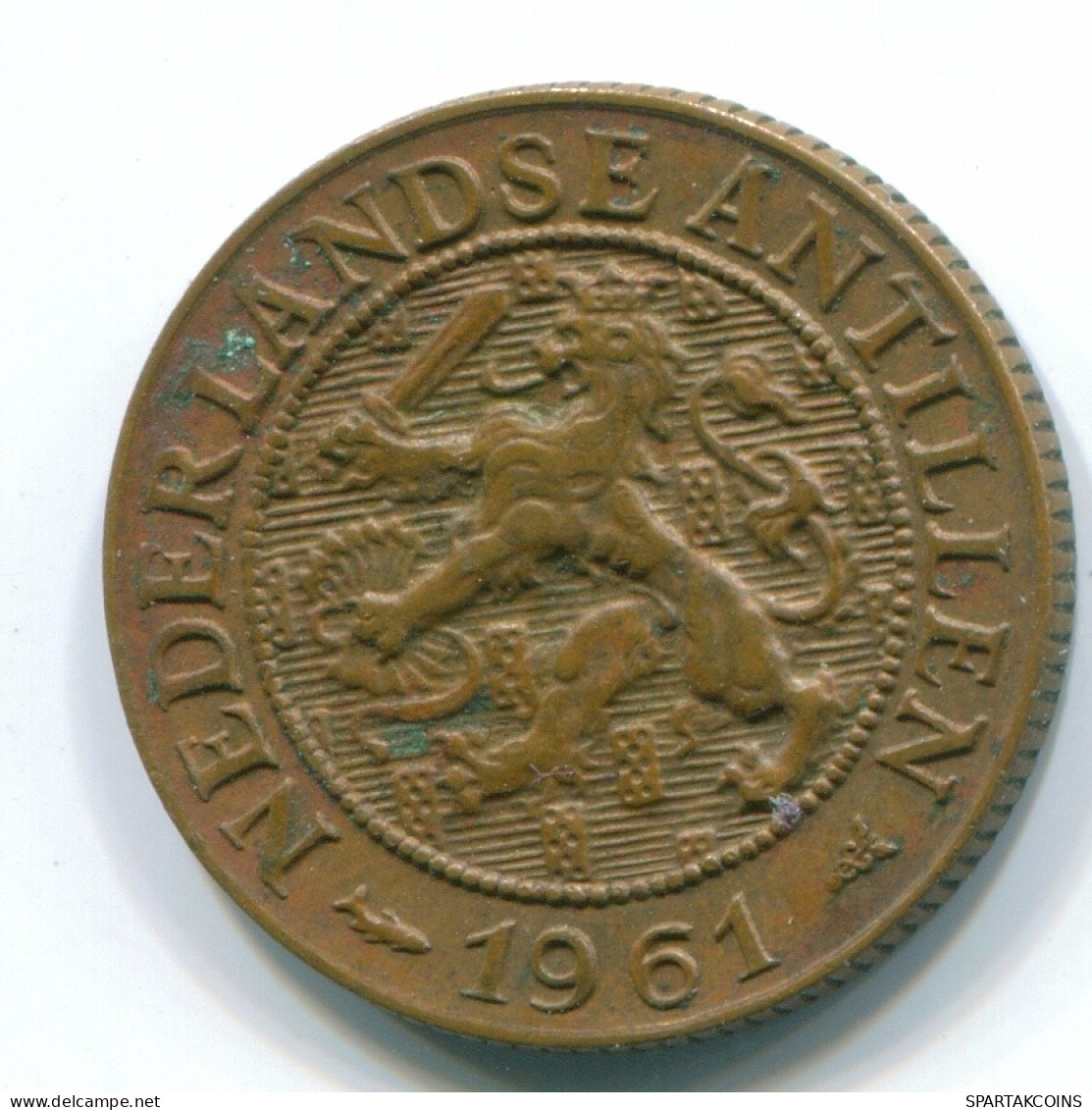 1 CENT 1961 ANTILLES NÉERLANDAISES Bronze Fish Colonial Pièce #S11061.F.A - Netherlands Antilles