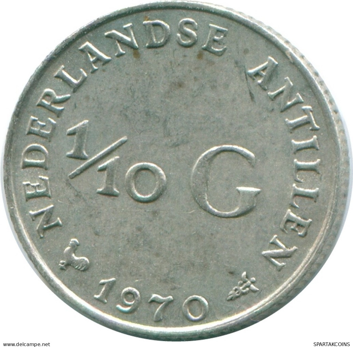 1/10 GULDEN 1970 NIEDERLÄNDISCHE ANTILLEN SILBER Koloniale Münze #NL12954.3.D.A - Antilles Néerlandaises