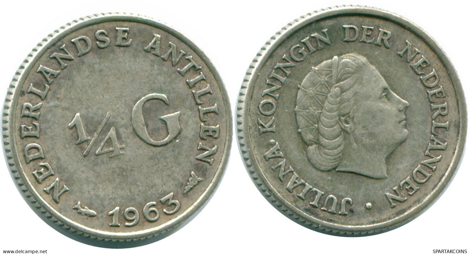 1/4 GULDEN 1963 NIEDERLÄNDISCHE ANTILLEN SILBER Koloniale Münze #NL11265.4.D.A - Nederlandse Antillen