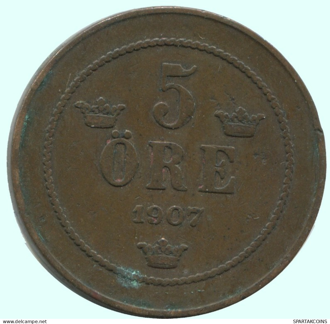 5 ORE 1907 SUÈDE SWEDEN Pièce #AC687.2.F.A - Suède